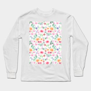 Watercolor flowers and leaves 1 Long Sleeve T-Shirt